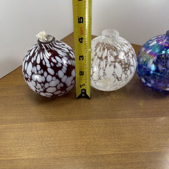 Pottery Barn Oil Diffuser Glass Ball Confetti Design Hand Blown Orb Set Of 3 - Picture 9 of 13